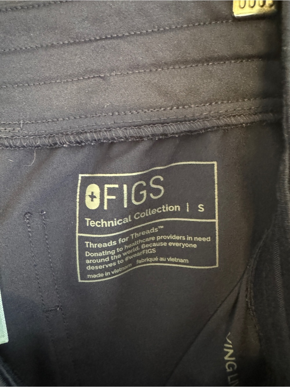 Figs Navy High Waisted Zamora Skinny Scrub Jogger with Gray Drawstring - Picture 2 of 2